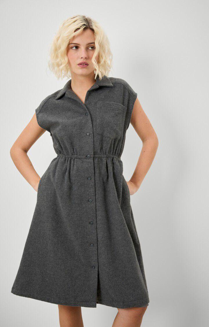 american vintage Robe femme Zippotam - GRIS CHINE Sans manches Gris - H19