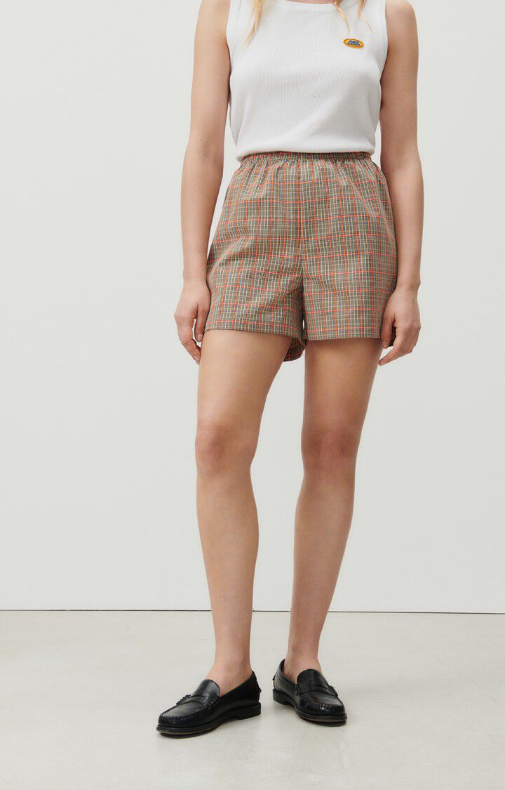 american vintage Short femme Etiz - PRINCE DE GALLES ORANGE Marron - E23