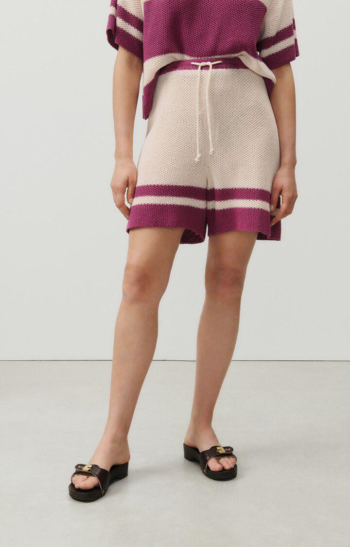 american vintage Short femme Pagaville - ECRU ET ROSE INDIEN Blanc - E23