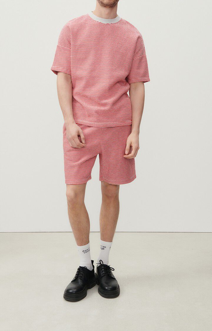 American Vintage Short Homme Bobypark - RAYURES ROUGES ET GRISES Rouge - E23