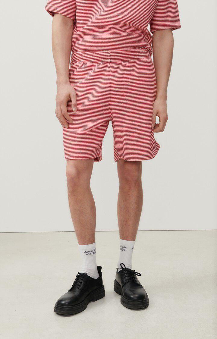 american vintage Short homme Bobypark - RAYURES ROUGES ET GRISES Rouge - E23