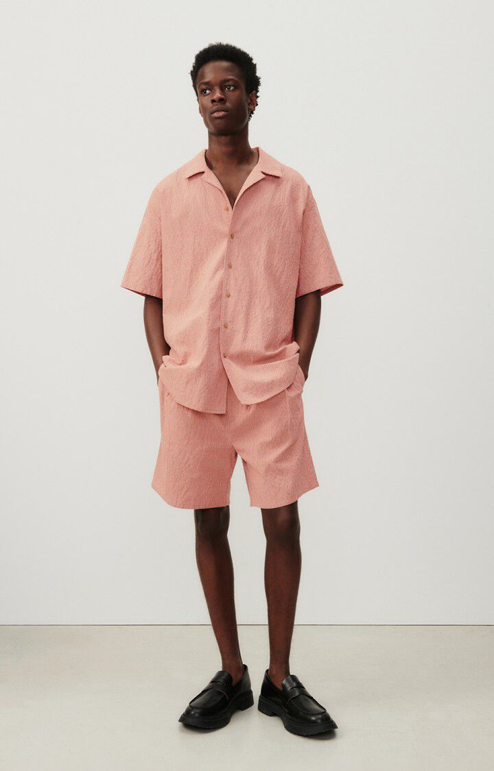 American Vintage Short Homme Keostreet - RAYURES GRISES ET ORANGE Orange - E24