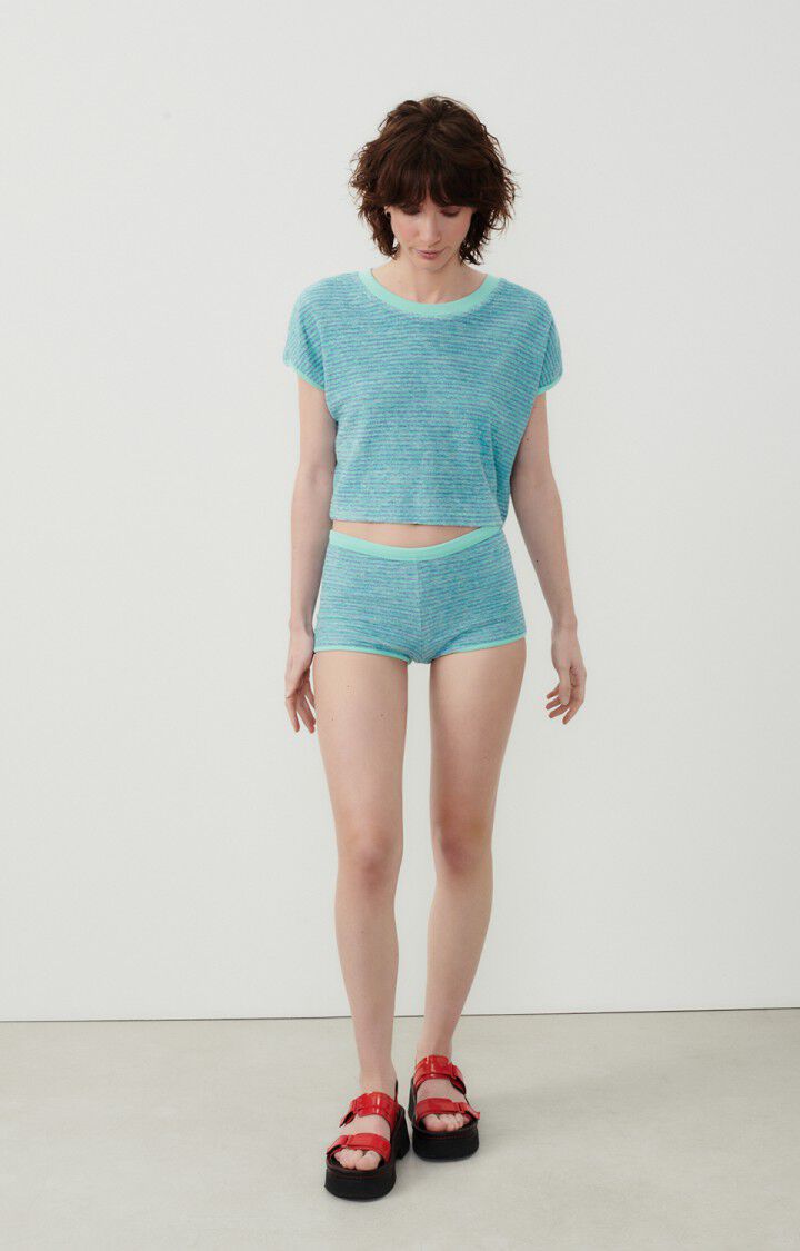 American Vintage Shorty Femme Dapylow - BLEU CIEL RAYE RIVIERA Bleu - E24