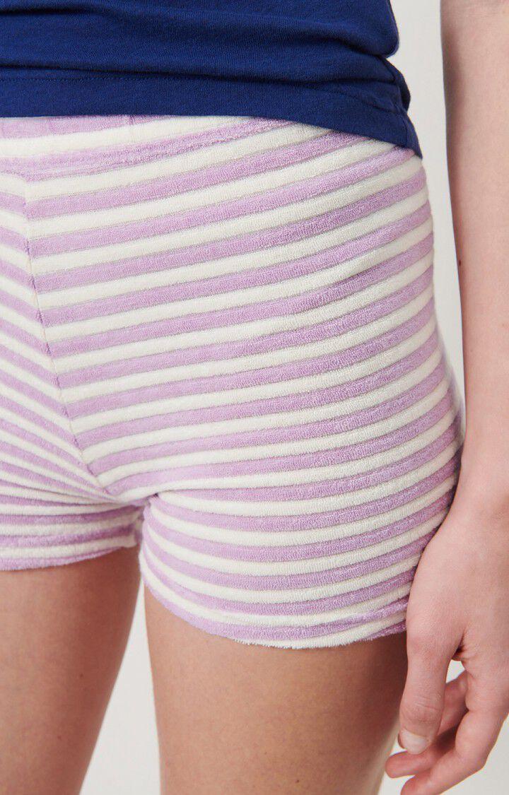 American Vintage Shorty Femme Yoopa - RAYURES MAUVE ET BLANCHE Blanc - E23