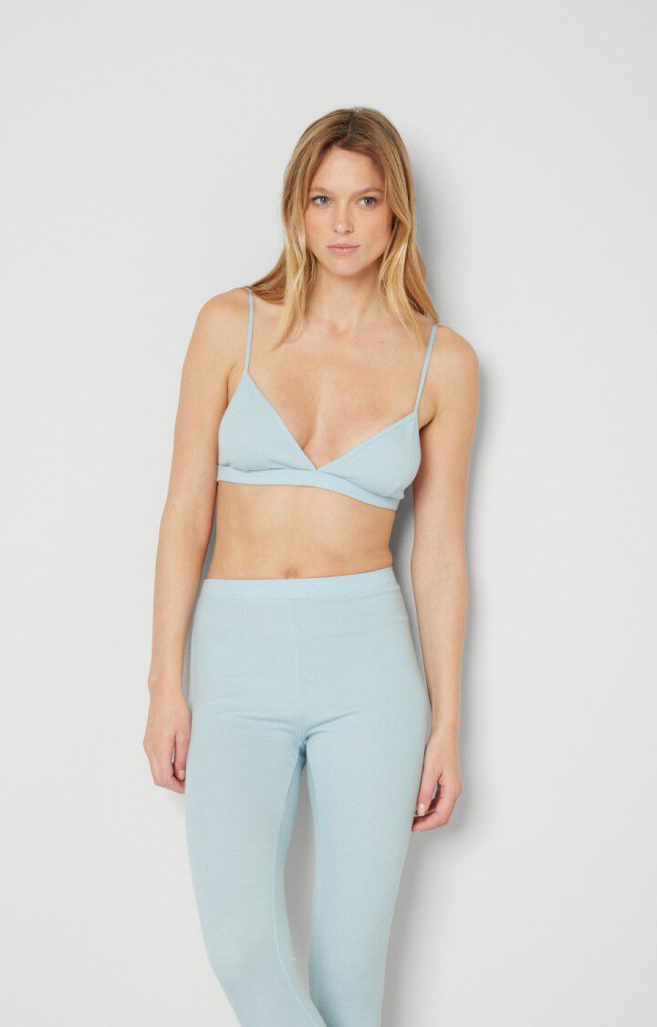 american vintage Soutien gorge femme Lebow - ARCTIQUE 0 Fines bretelles Bleu - E23