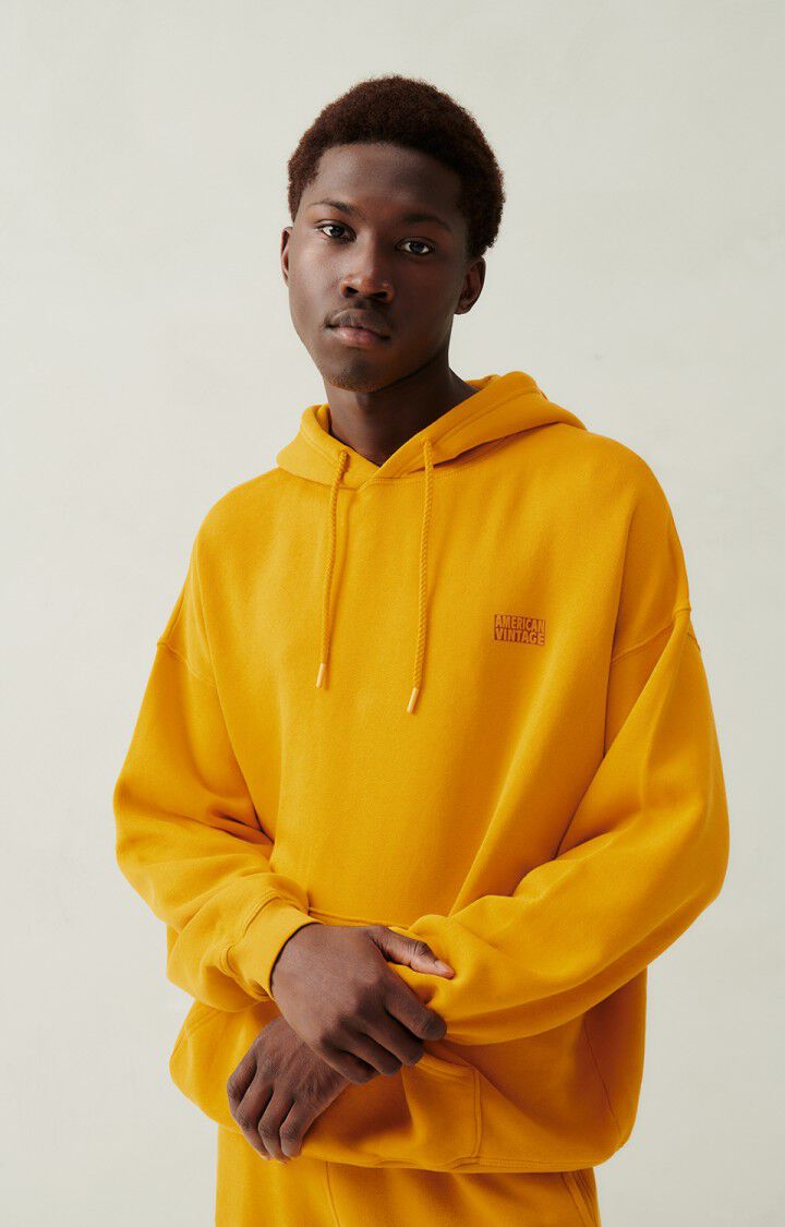 american vintage Sweat à capuche homme Izubird - MOUTARDE VINTAGE 56 Manches longues Jaune - H23