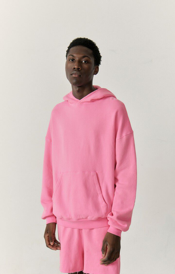american vintage Sweat à capuche homme Izubird - SUCRERIE VINTAGE 54 Manches longues Rose - E23