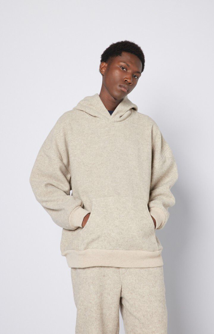 american vintage Sweat à capuche homme Retobeach - BEIGE CHINE 51 Manches longues Marron - E23