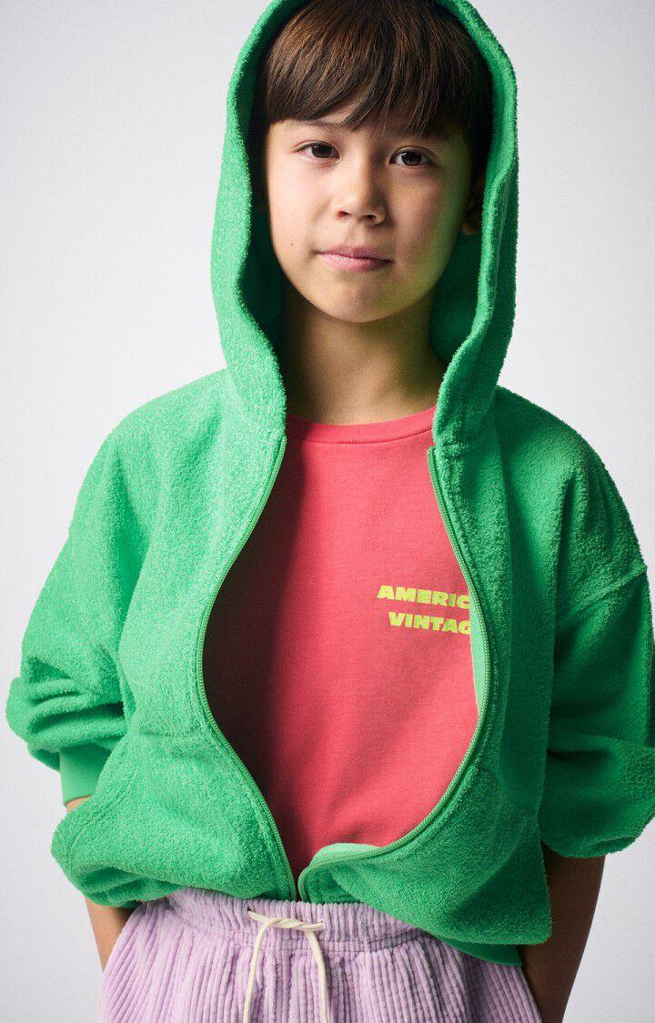 american vintage Sweat enfant Bobypark - VERT FLUO 32 Manches longues Vert - E25