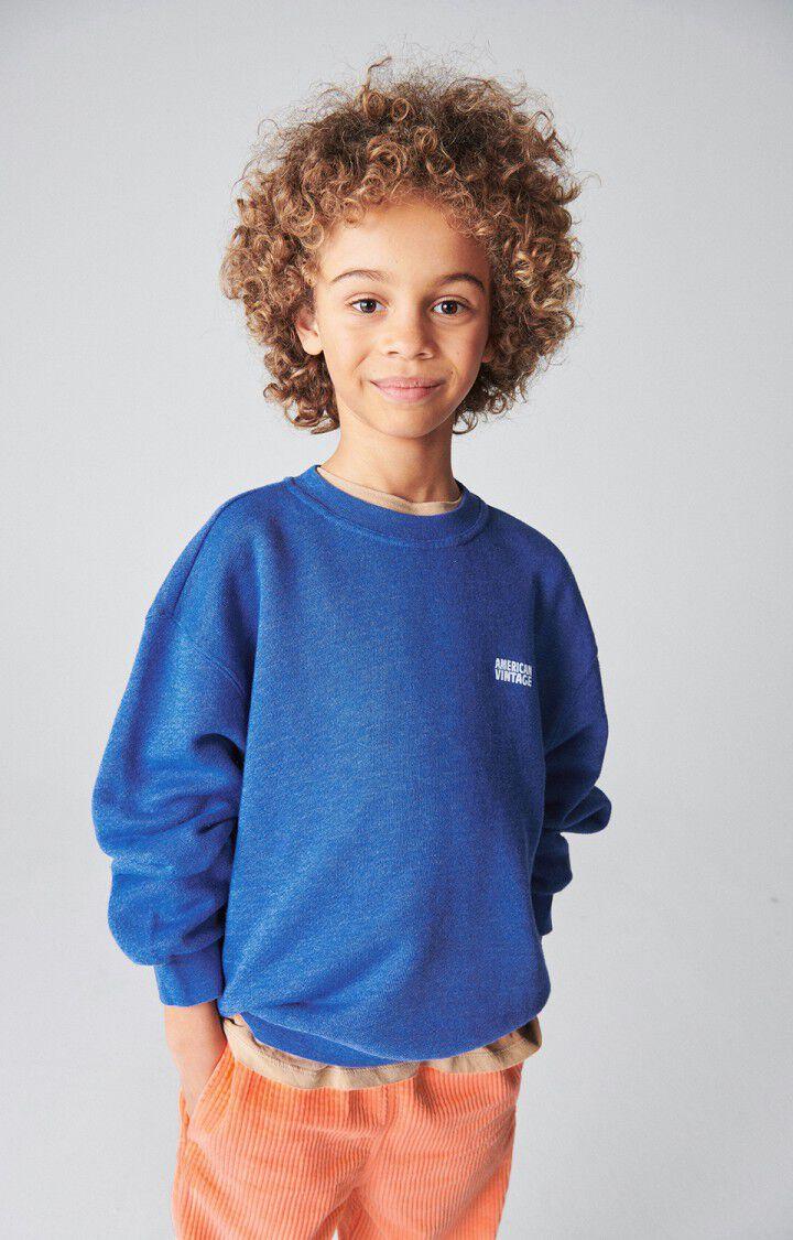 american vintage Sweat enfant Doven - BLEU ROI SURTEINT 32 Manches longues Bleu - E24