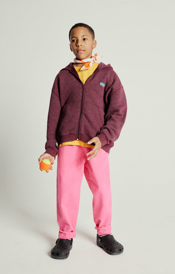 american vintage Sweat enfant Doven - BORDEAUX SURTEINT 33 Manches longues Rouge - E25