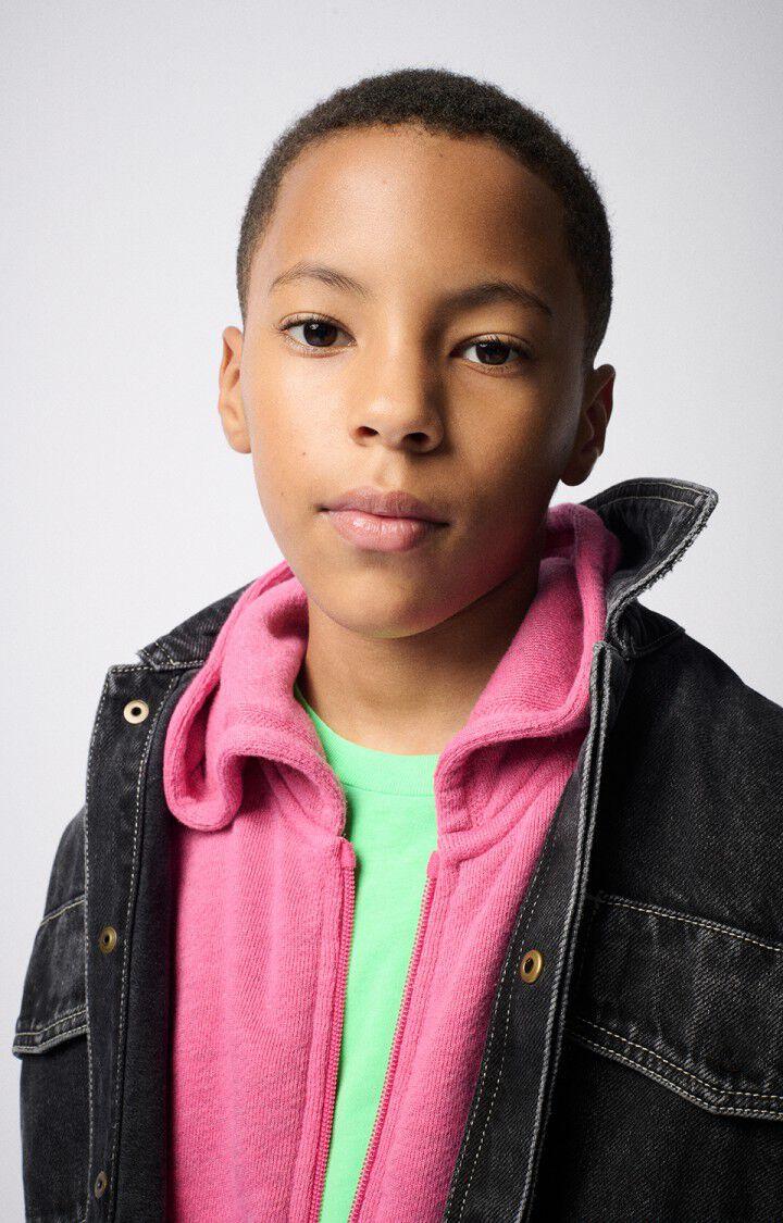 American Vintage Sweat Enfant Doven - GERANIUM FLUO SURTEINT 33 Manches Longues Rose - E25