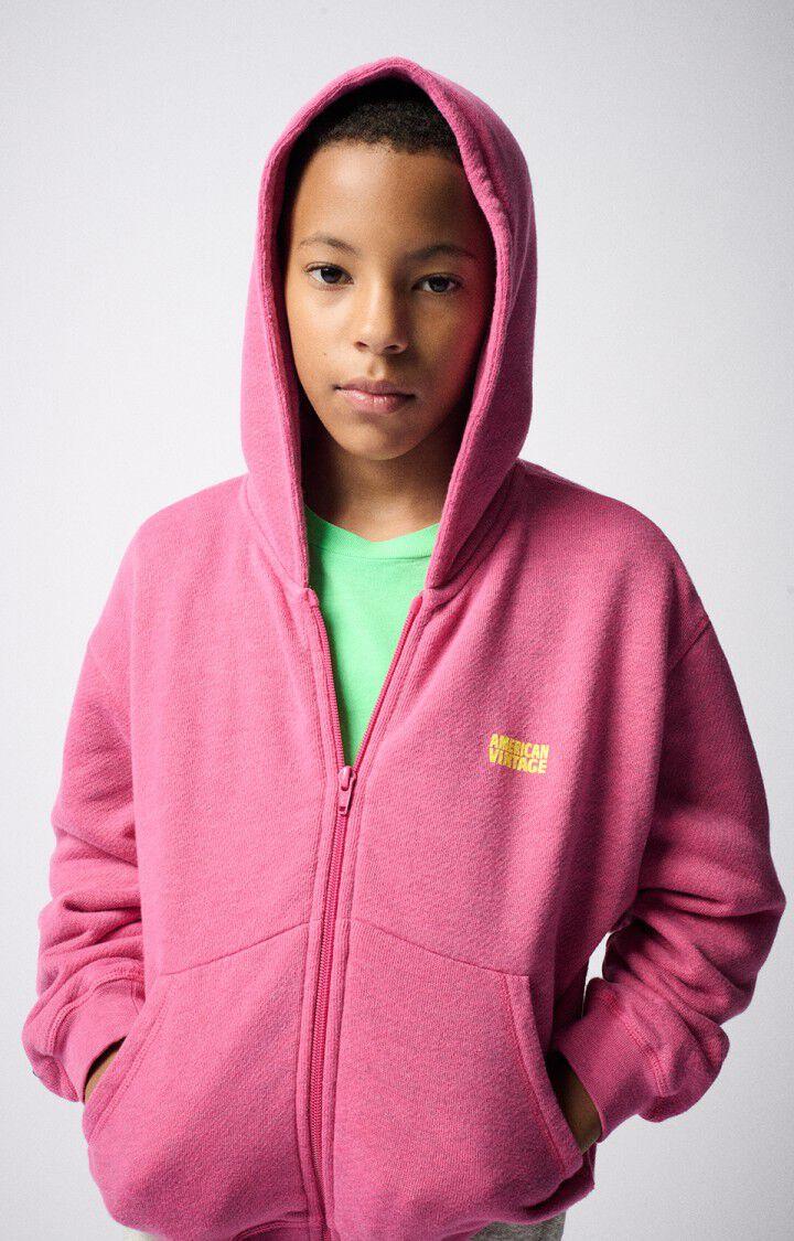american vintage Sweat enfant Doven - GERANIUM FLUO SURTEINT 33 Manches longues Rose - E25