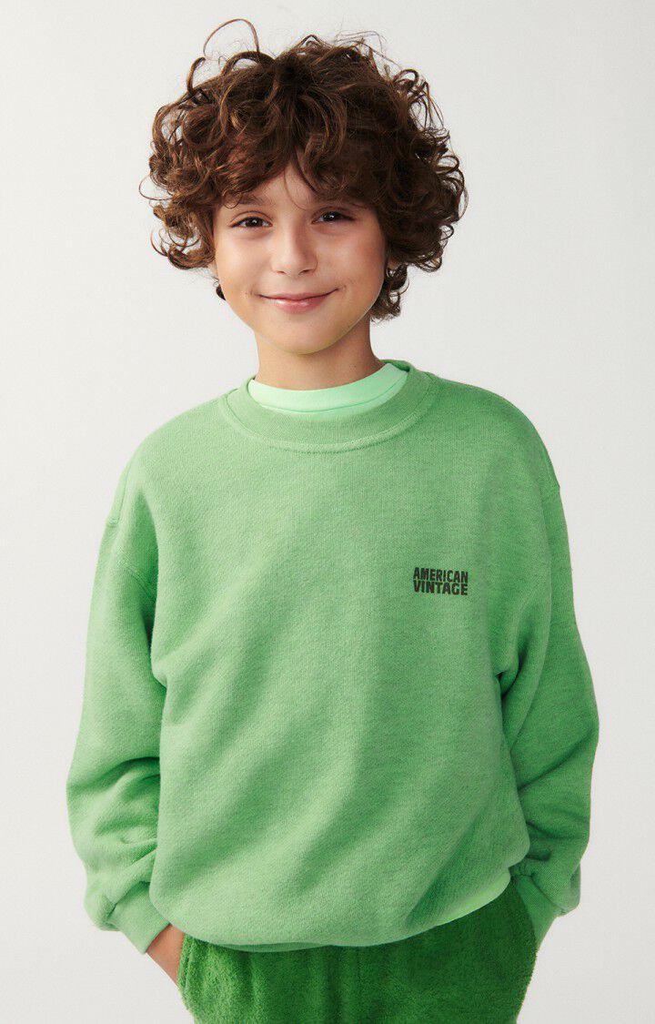 american vintage Sweat enfant Doven - PERRUCHE SURTEINT 32 Manches longues Vert - E24