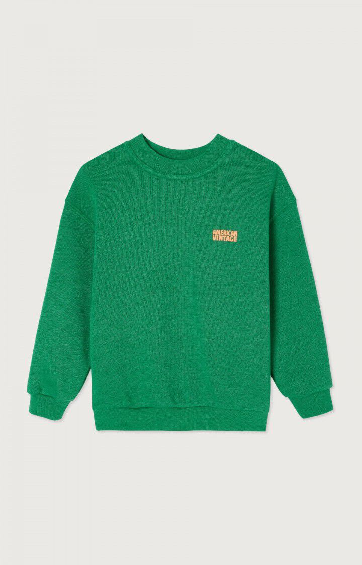 American Vintage Sweat Enfant Doven - TREFLE SURTEINT 32 Manches Longues Vert - E25