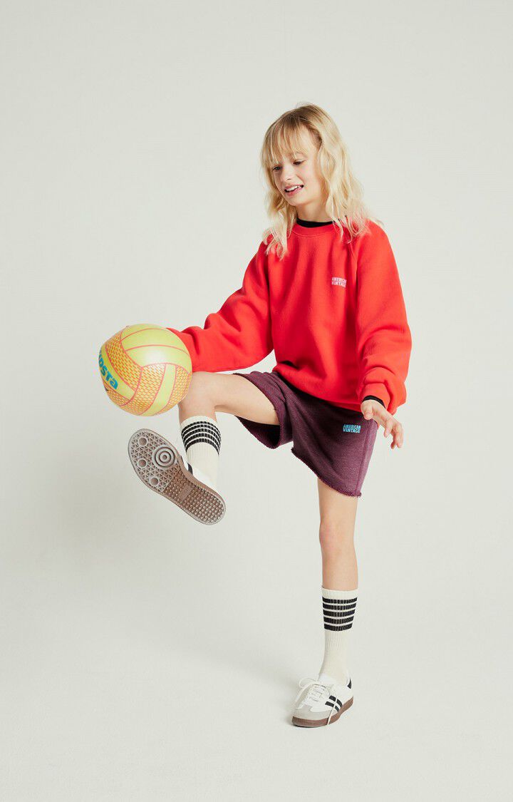 American Vintage Sweat Enfant Izubird - FRAISE VINTAGE 48 Manches Longues Rouge - E25
