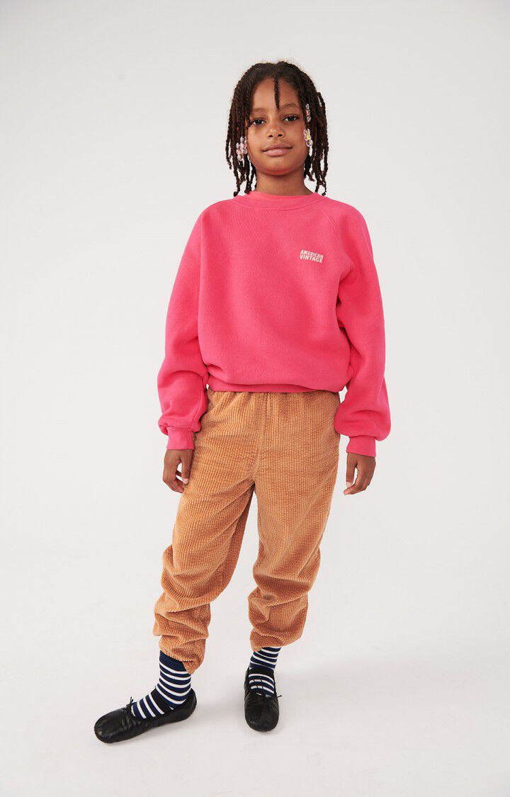 american vintage Sweat enfant Izubird - HORTENSIA FLUO 48 Manches longues Rose - E25