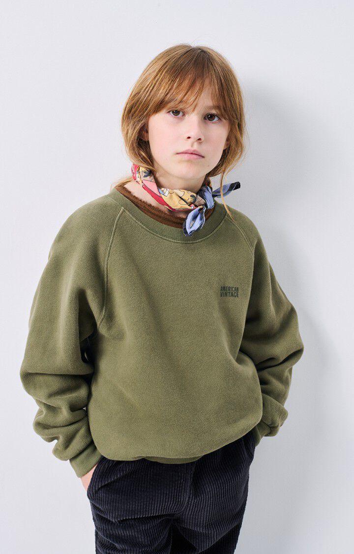 american vintage Sweat enfant Izubird - KAKI VINTAGE 48 Manches longues Vert - E25