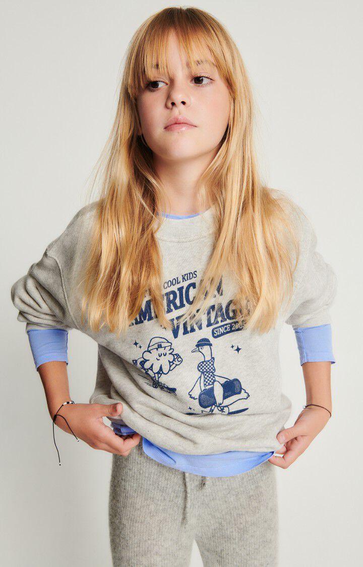 american vintage Sweat enfant Kodytown - MILDRED POLAIRE CHINE 34 Manches longues Gris - H24