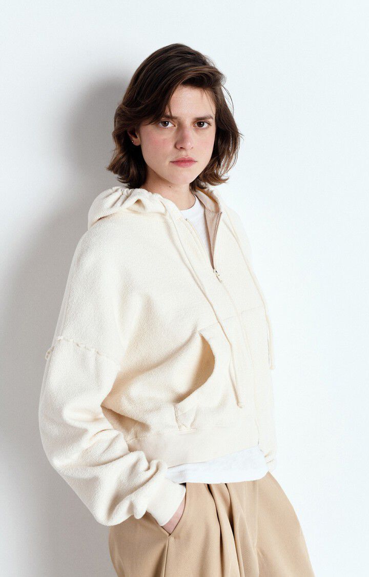 american vintage Sweat femme Bobypark - ECRU 52 Manches longues Beige - E25