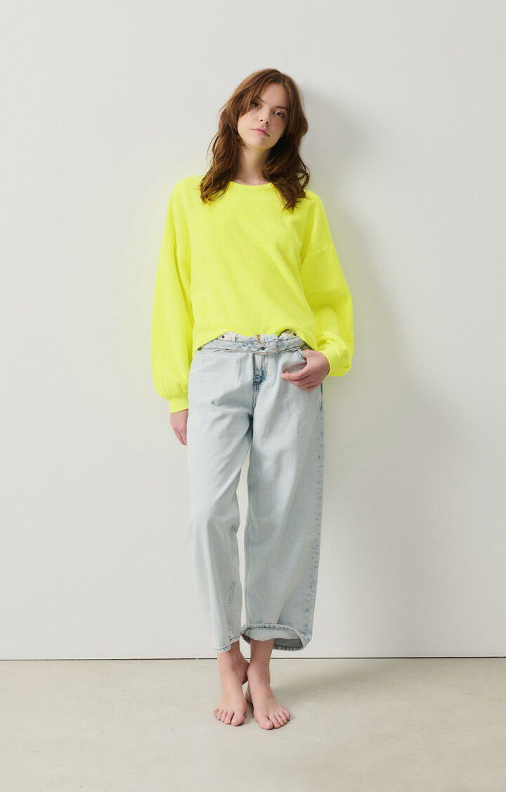 American Vintage Sweat Femme Bobypark - JAUNE FLUO 48 Manches Longues Jaune - E25