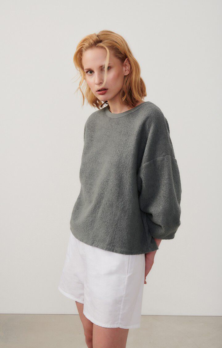 american vintage Sweat femme Bobypark - METAL 49 Manches longues Gris - H24