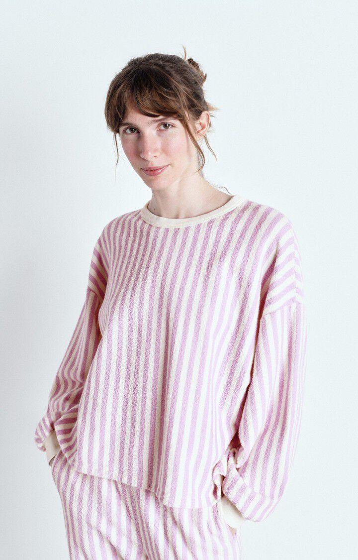 american vintage Sweat femme Bobypark - RAYURES PARME 49 Manches longues Violet - E25