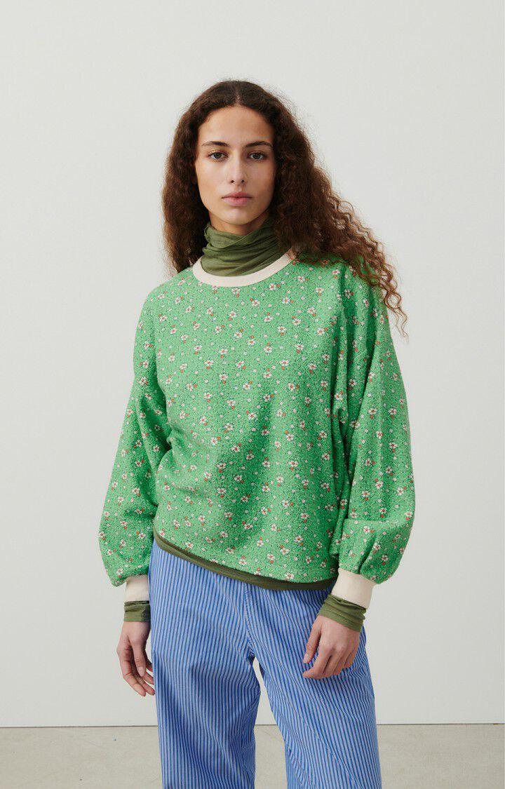 american vintage Sweat femme Bobypark - YVETTE 49 Manches longues Vert - E24