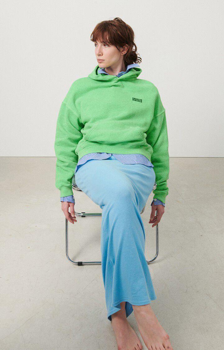 american vintage Sweat femme Doven - PERRUCHE SURTEINT 52 Manches longues Vert - E24