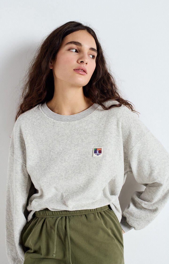 american vintage Sweat femme Dytown - GRIS CHINE 51 Manches longues Gris - E25