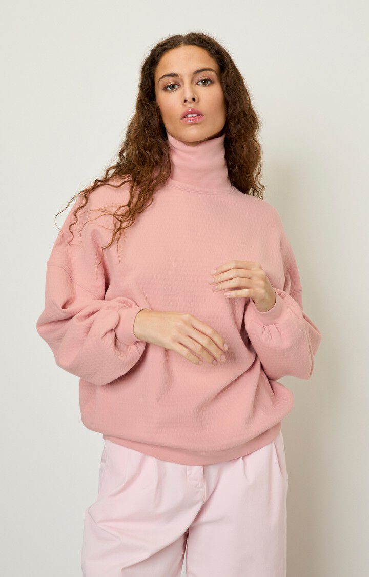 american vintage Sweat femme Ellan - GLYCINE 47 Manches longues Rose - H22