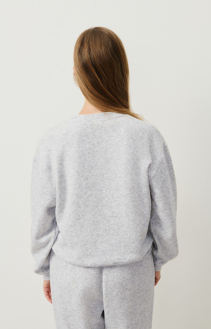American Vintage Sweat Femme Evona - GRIS CLAIR CHINE 54 Manches Longues Gris - E25