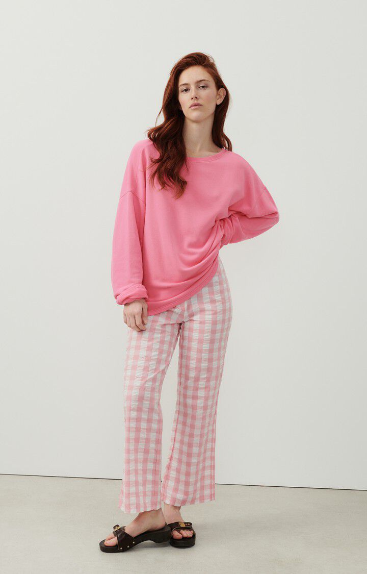 American Vintage Sweat Femme Hapylife - BUBBLE GUM VINTAGE 48 Manches Longues Rose - E24