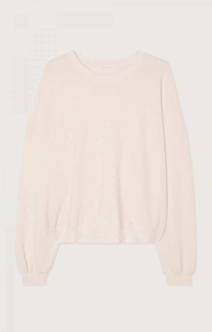 american vintage Sweat femme Hapylife - COLOMBE VINTAGE 47 Manches longues Blanc - E24B