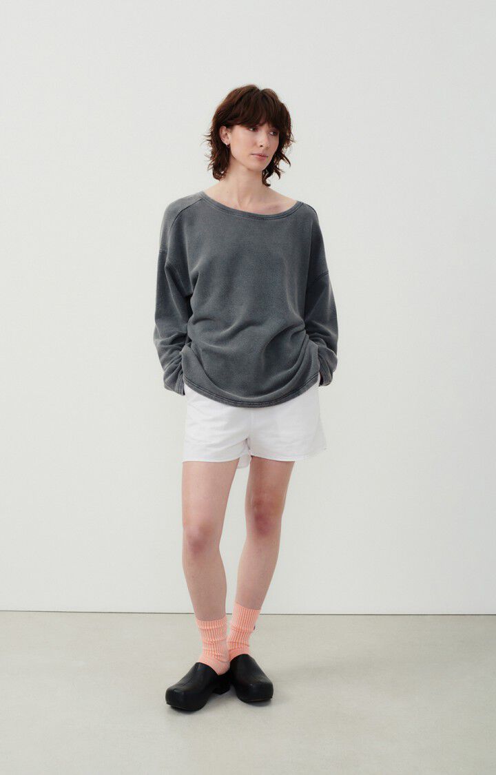 American Vintage Sweat Femme Hapylife - METAL VINTAGE 48 Manches Longues Gris - E24
