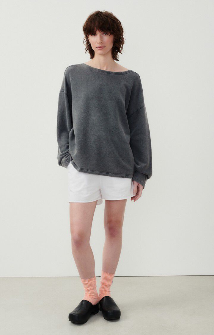 american vintage Sweat femme Hapylife - METAL VINTAGE 48 Manches longues Gris - E24