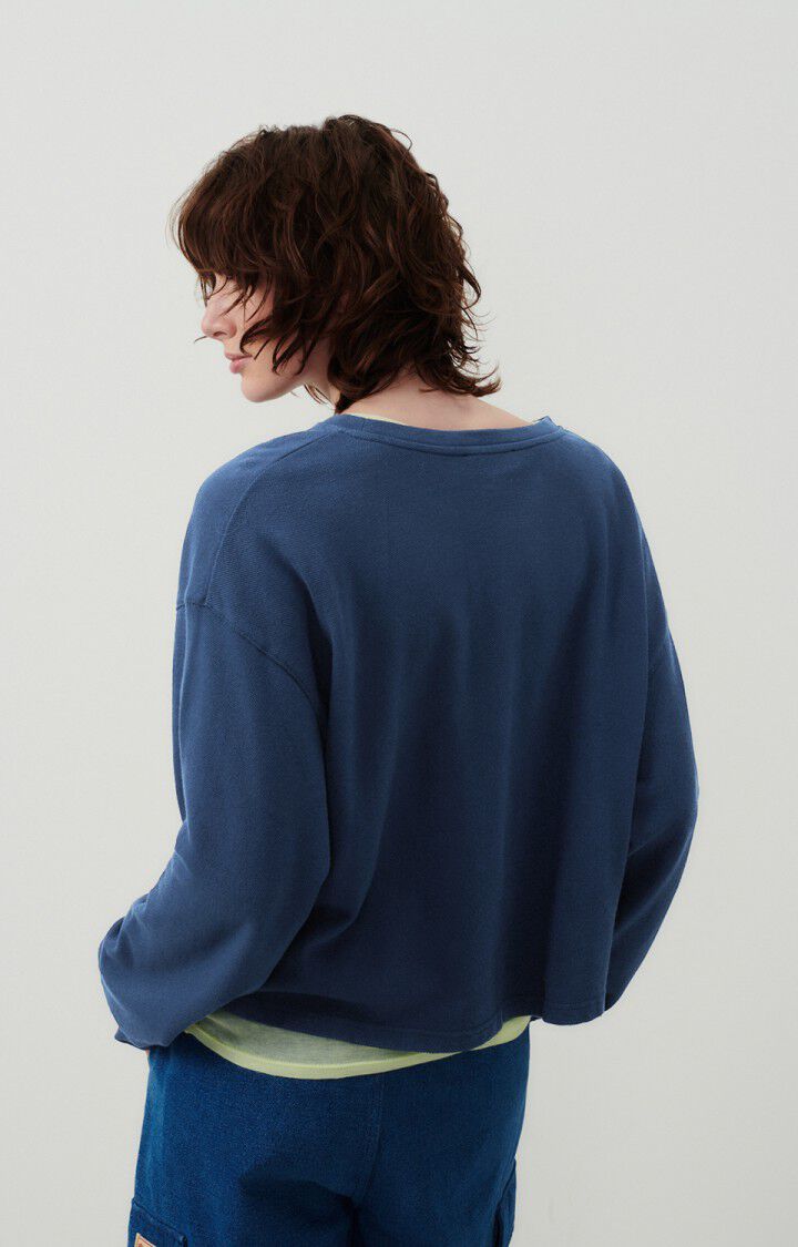 American Vintage Sweat Femme Hodatown - NAVY CHINE 43 Manches Longues Bleu - E24