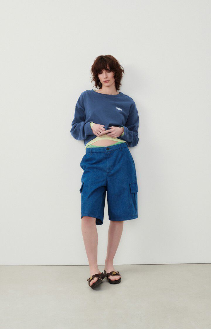 American Vintage Sweat Femme Hodatown - NAVY CHINE 43 Manches Longues Bleu - E24