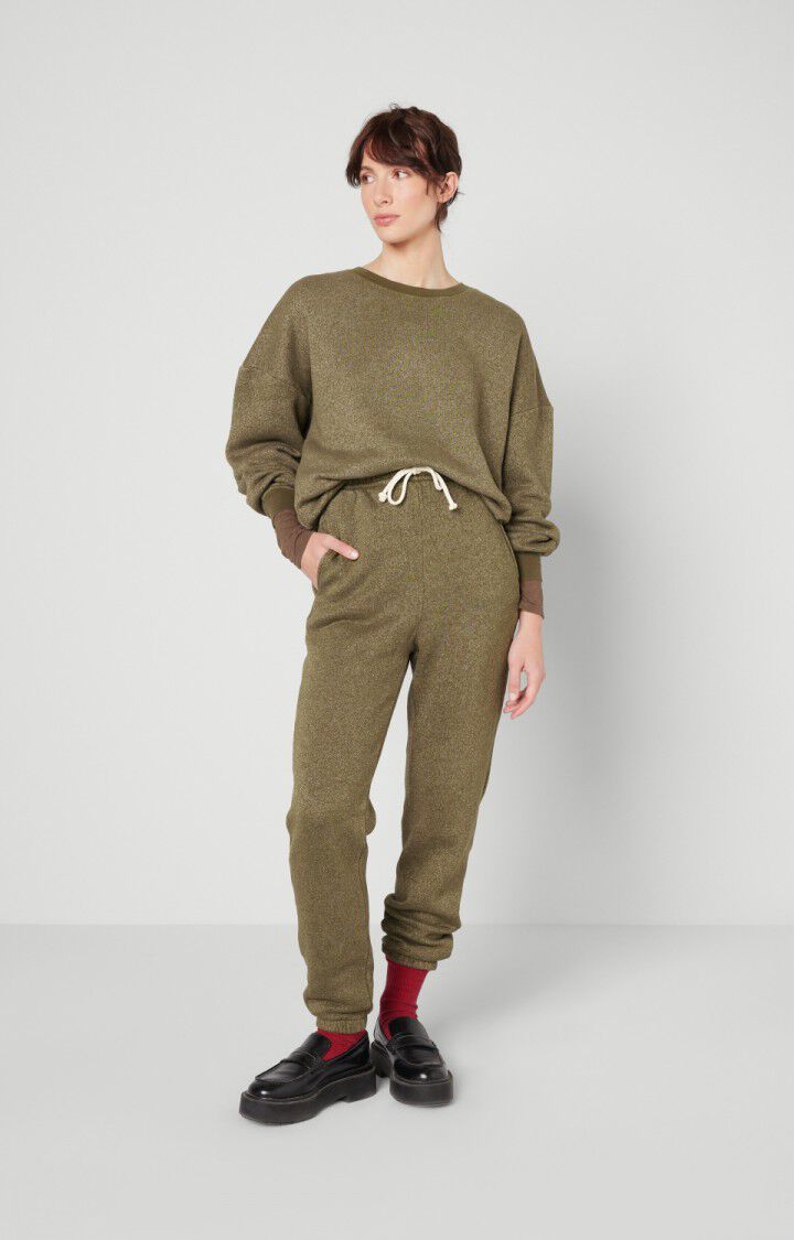 American Vintage Sweat Femme Ikatown - KAKI VINTAGE 46 Manches Longues Vert - H22