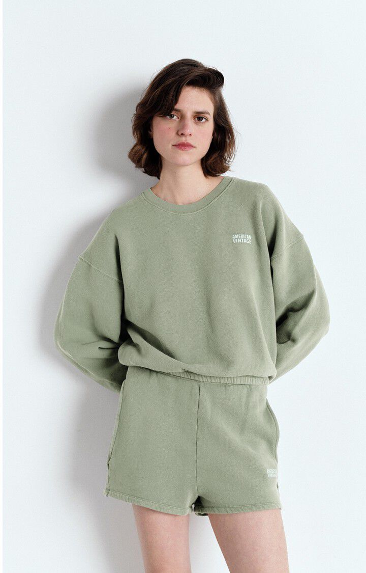 american vintage Sweat femme Izubird - ARGILE VINTAGE 51 Manches longues Vert - E25