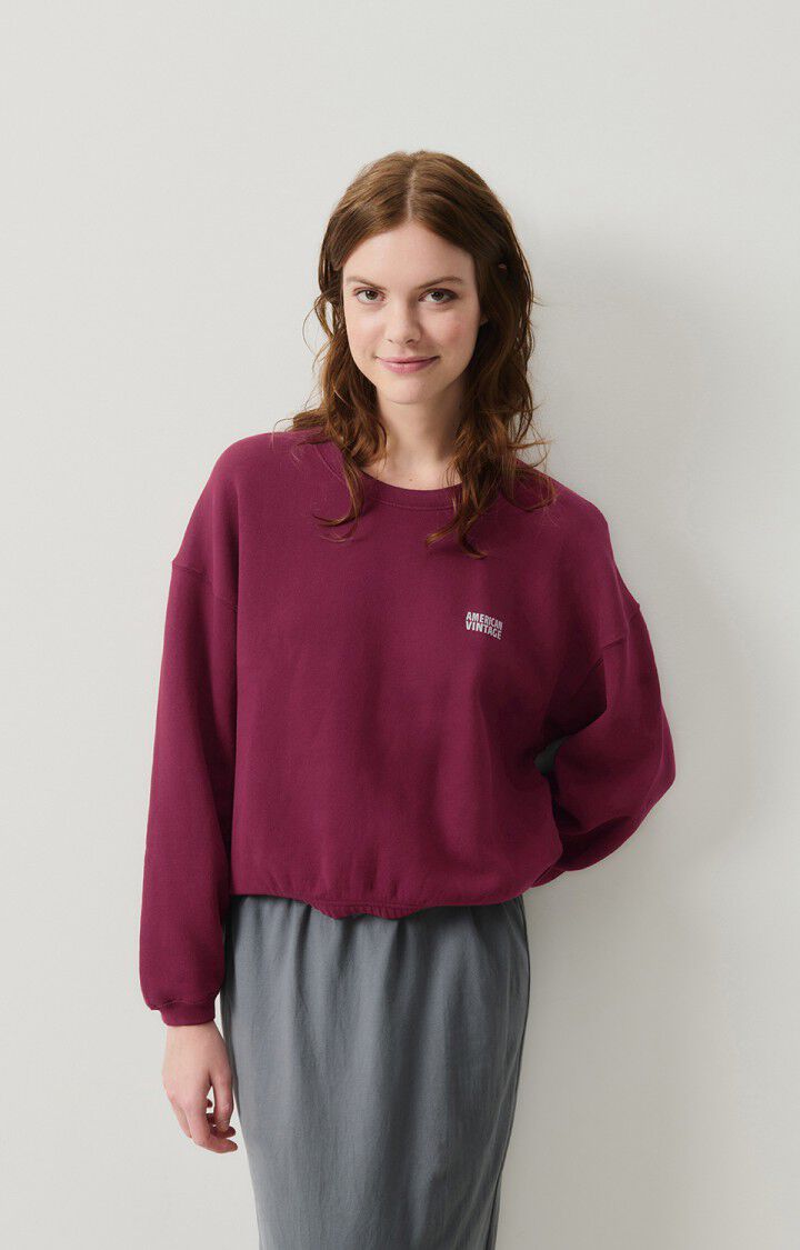 american vintage Sweat femme Izubird - BORDEAUX VINTAGE 51 Manches longues Rouge - E25