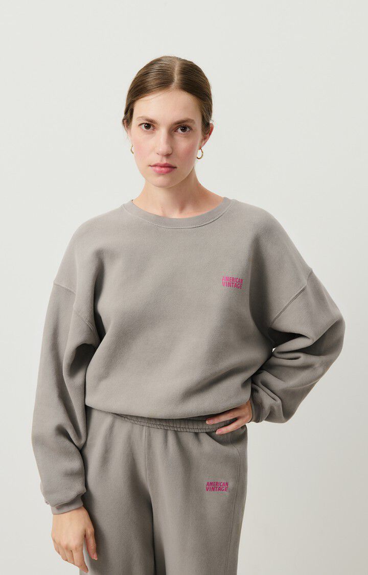 american vintage Sweat femme Izubird - CASTOR VINTAGE 51 Manches longues Gris - H24