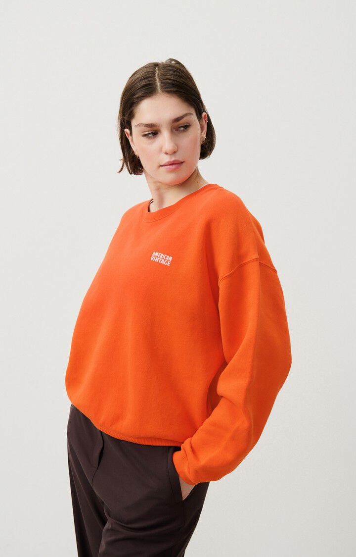 american vintage Sweat femme Izubird - CITROUILLE VINTAGE 51 Manches longues Orange - H24