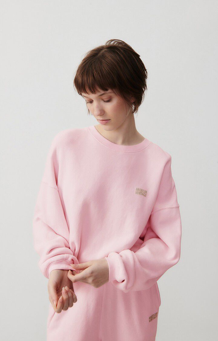 american vintage Sweat femme Izubird - DRAGEE VINTAGE 51 Manches longues Rose - E24