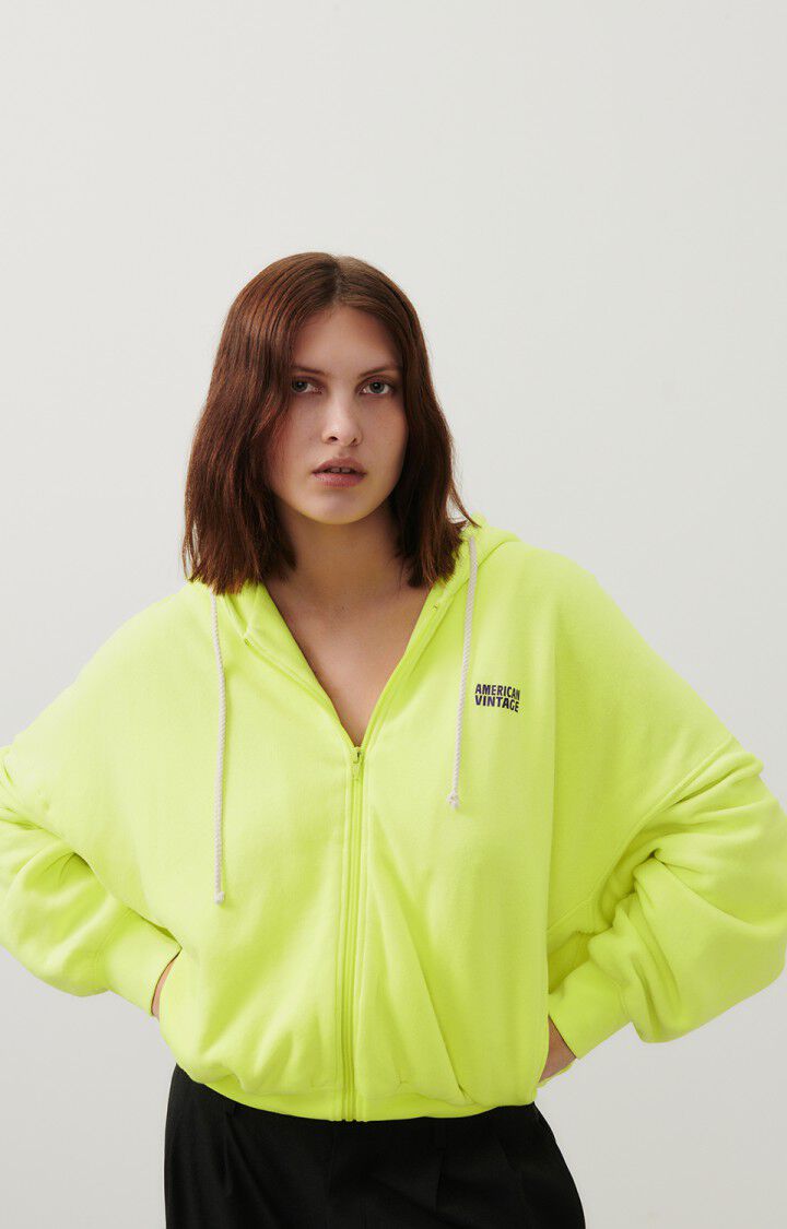 american vintage Sweat femme Izubird - JAUNE FLUO 48 Manches longues Jaune - E24