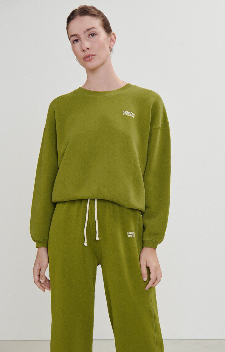 american vintage Sweat femme Izubird - MARAIS VINTAGE 51 Manches longues Vert - H23