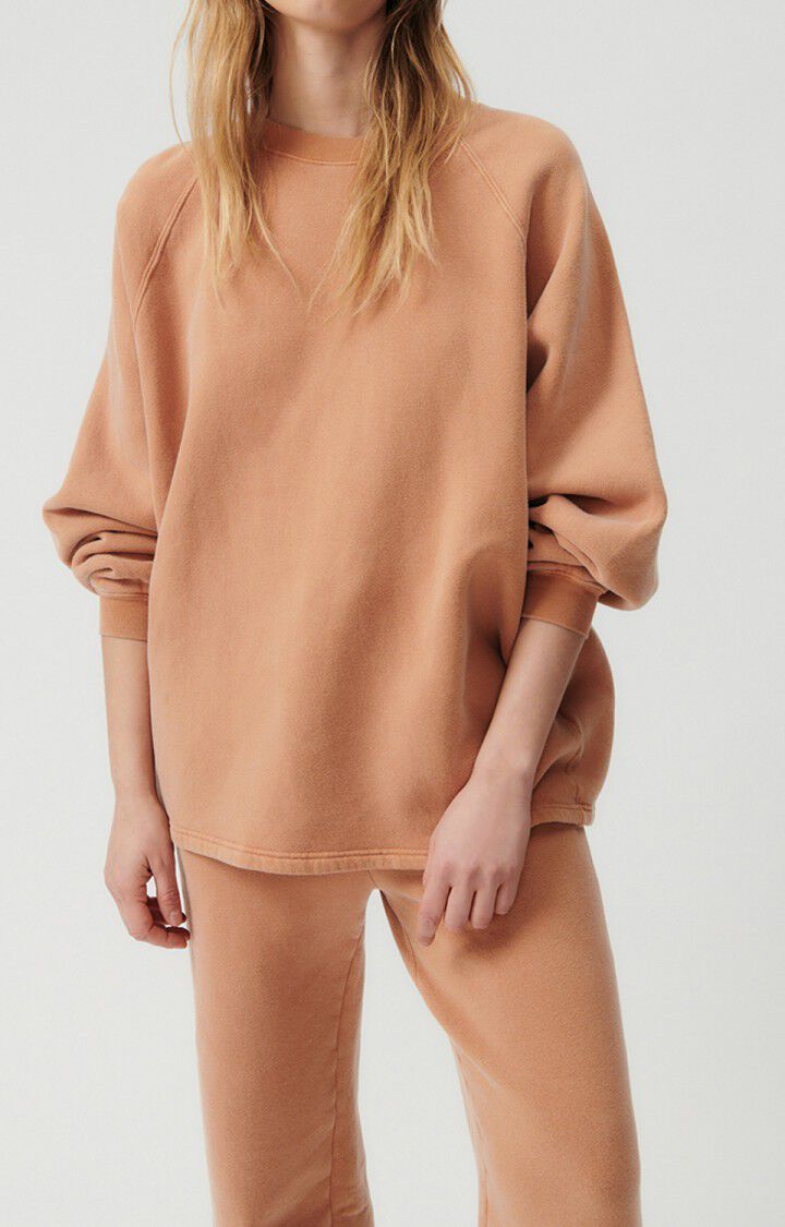 american vintage Sweat femme Izubird - NOISETTE VINTAGE 72 Manches longues Marron - E23