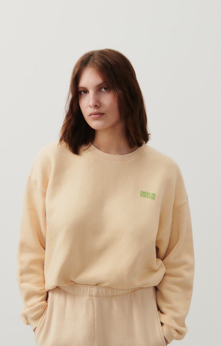 american vintage Sweat femme Izubird - NUDE VINTAGE 51 Manches longues Beige - H23