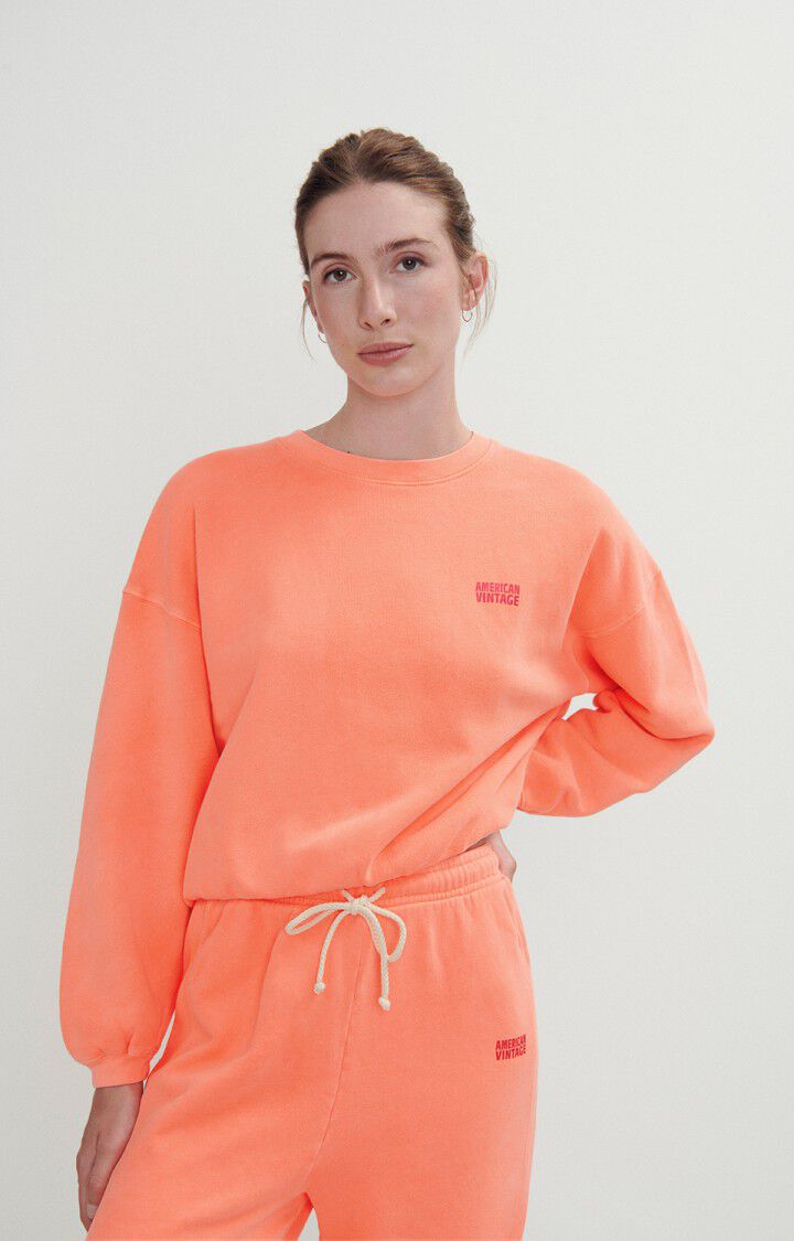 american vintage Sweat femme Izubird - ORANGE FLUO 51 Manches longues Orange - E24