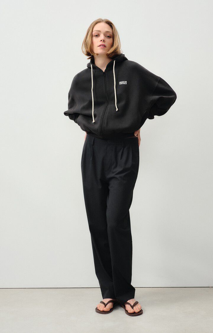 American Vintage Sweat Femme Izubird - REGLISSE VINTAGE 48 Manches Longues Noir - E25